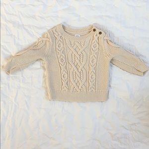 EUC GAP Baby Boy Cable Knit Sweater — Cream—12-18m